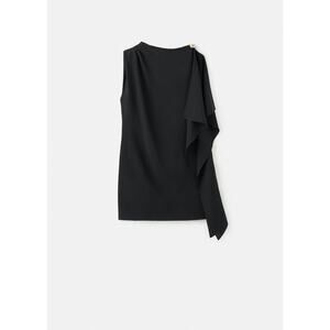 MANGO NWT Short asymmetrical sleeve black dress